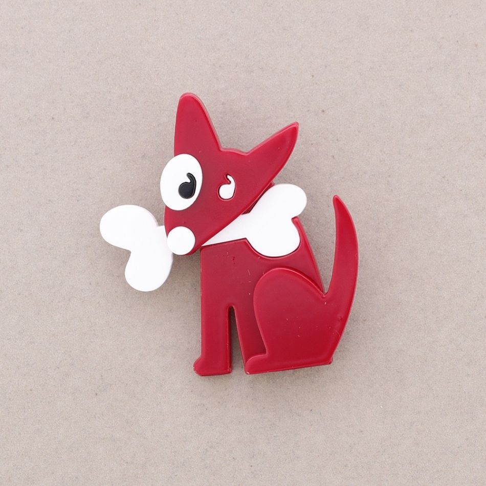 RESIN BONE DOG BROOCH