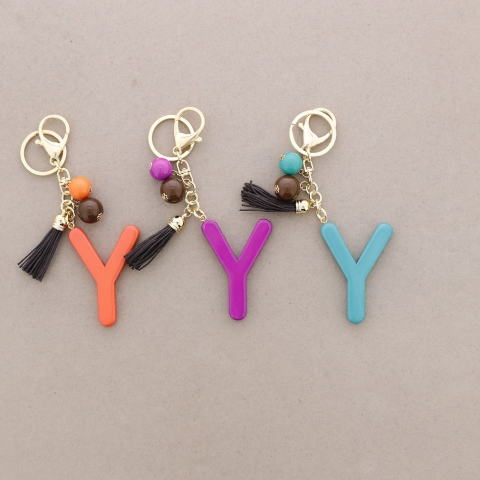 KEYCHAIN PENDANT Y INITIAL LETTER RESIN