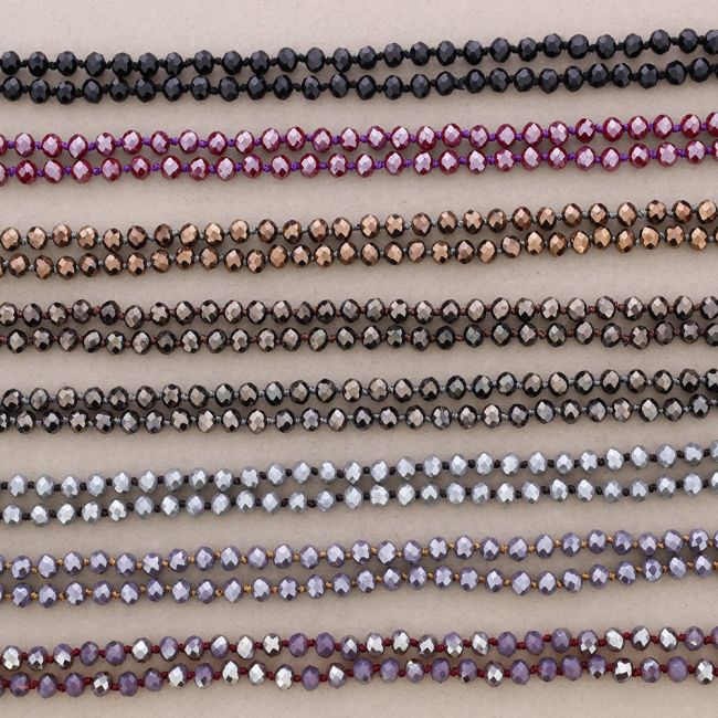 COLLAR LARGO NUDOS BOLAS FACETADAS CRISTAL 1.2M*8MM