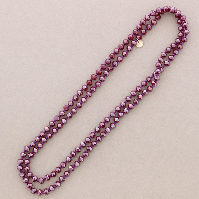 COLLAR LARGO NUDOS BOLAS FACETADAS CRISTAL 1.2M*8MM