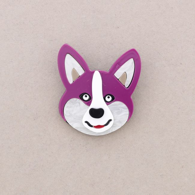 RESIN DOG HEAD BROOCH