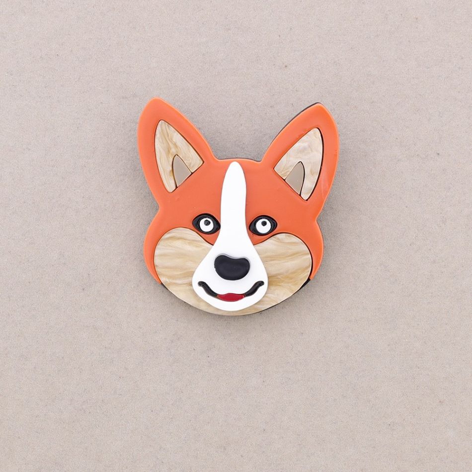 RESIN DOG HEAD BROOCH