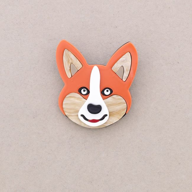 RESIN DOG HEAD BROOCH