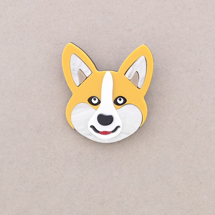 RESIN DOG HEAD BROOCH