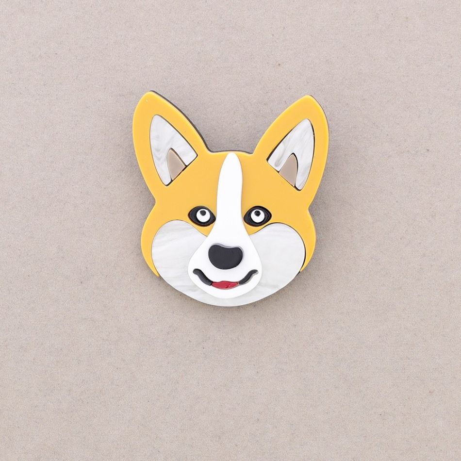 RESIN DOG HEAD BROOCH