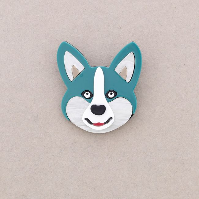RESIN DOG HEAD BROOCH