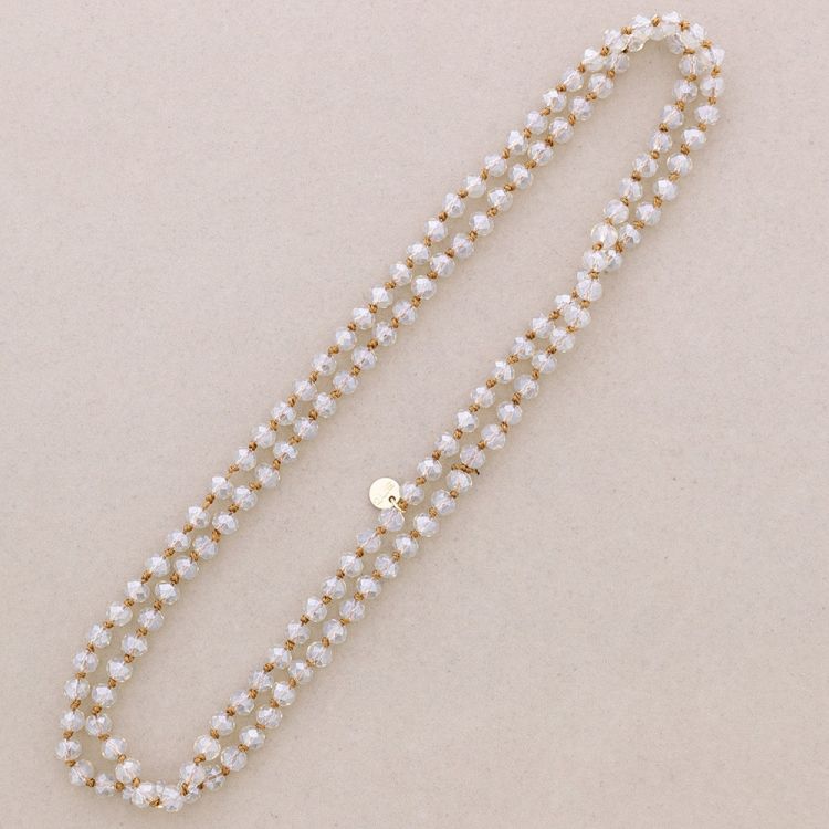 COLLAR LARGO NUDOS BOLAS FACETADAS CRISTAL 1.2M*8MM 2