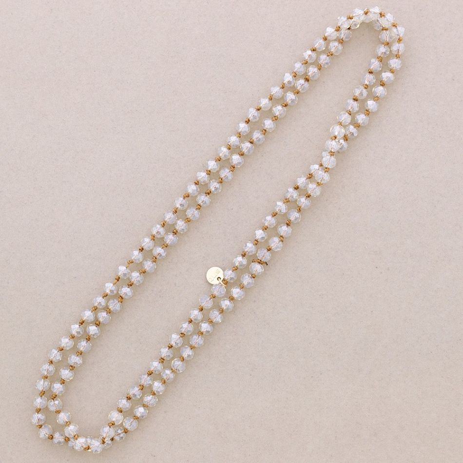 COLLAR LARGO NUDOS BOLAS FACETADAS CRISTAL 1.2M*8MM