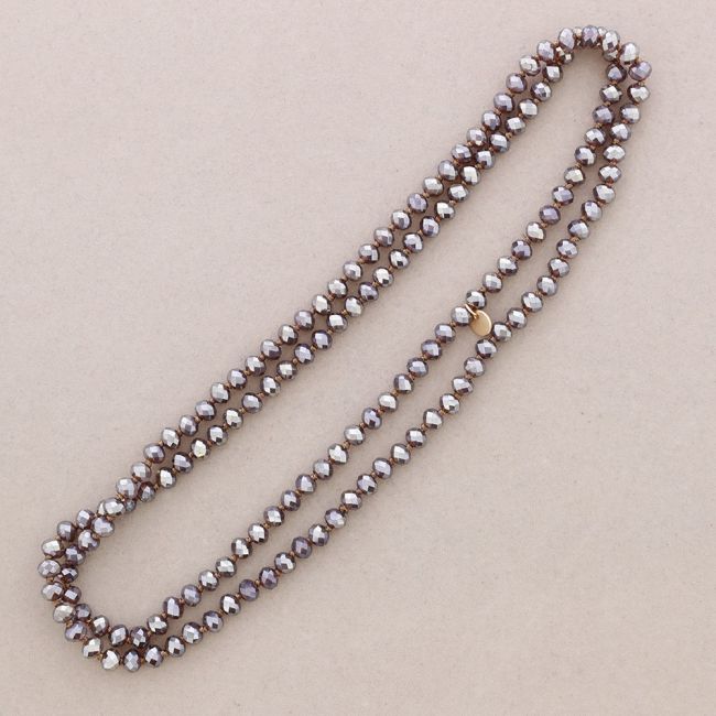 COLLAR LARGO NUDOS BOLAS FACETADAS CRISTAL 1.2M*8MM