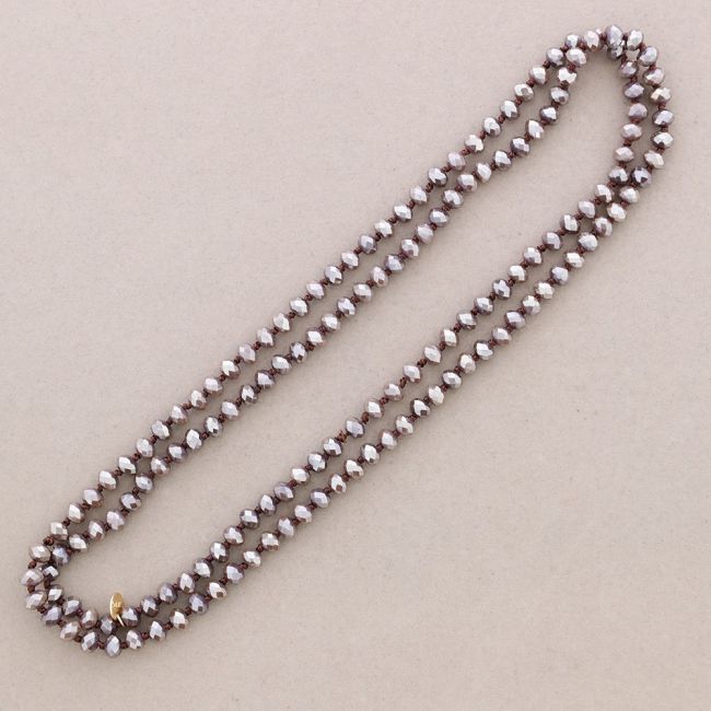 COLLAR LARGO NUDOS BOLAS FACETADAS CRISTAL 1.2M*8MM