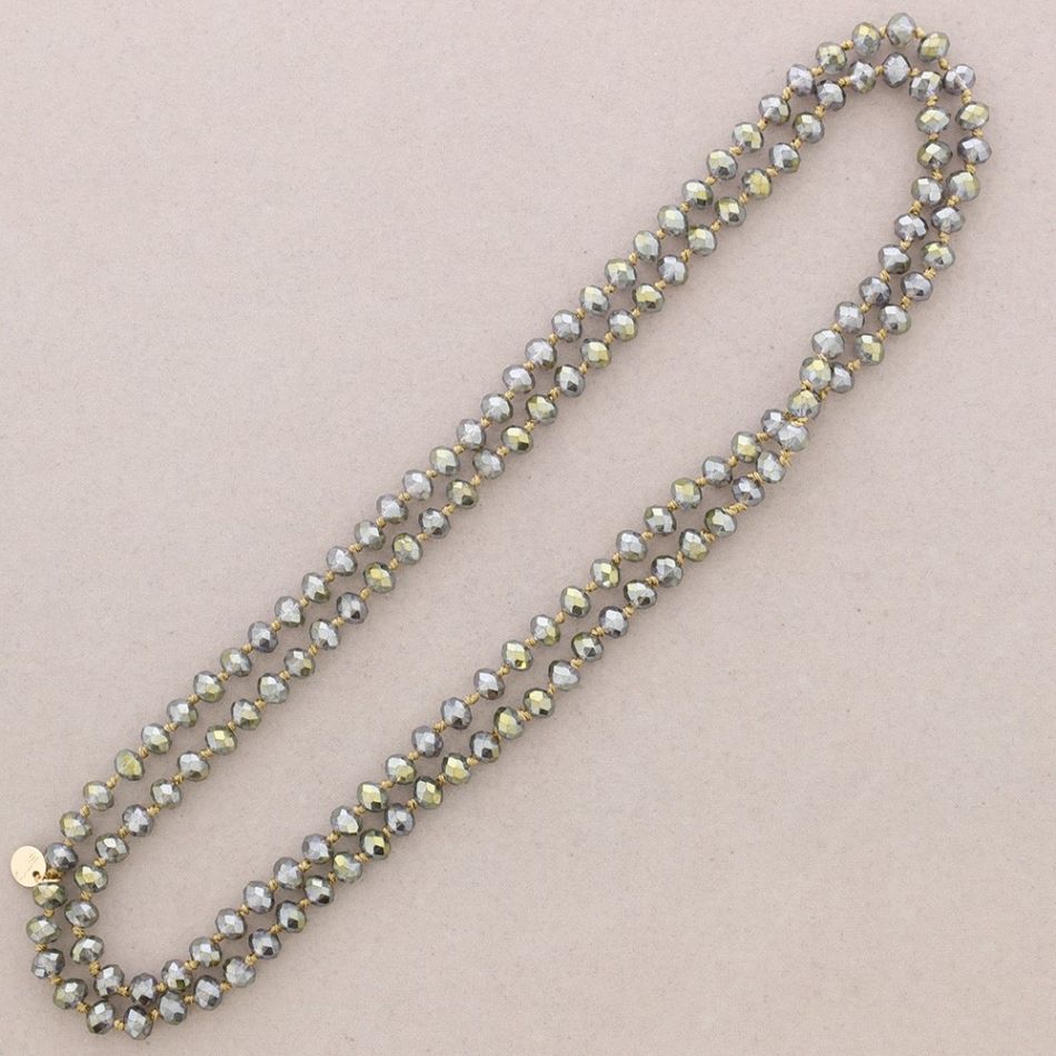 COLLAR LARGO NUDOS BOLAS FACETADAS CRISTAL 1.2M*8MM