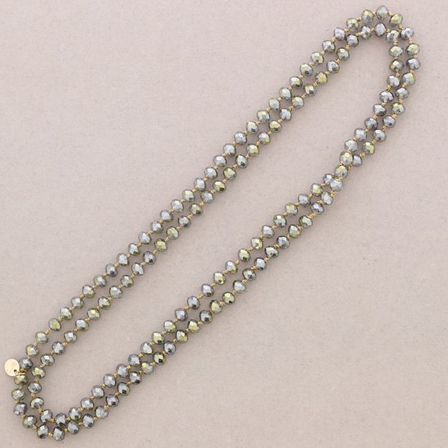 COLLAR LARGO NUDOS BOLAS FACETADAS CRISTAL 1.2M*8MM