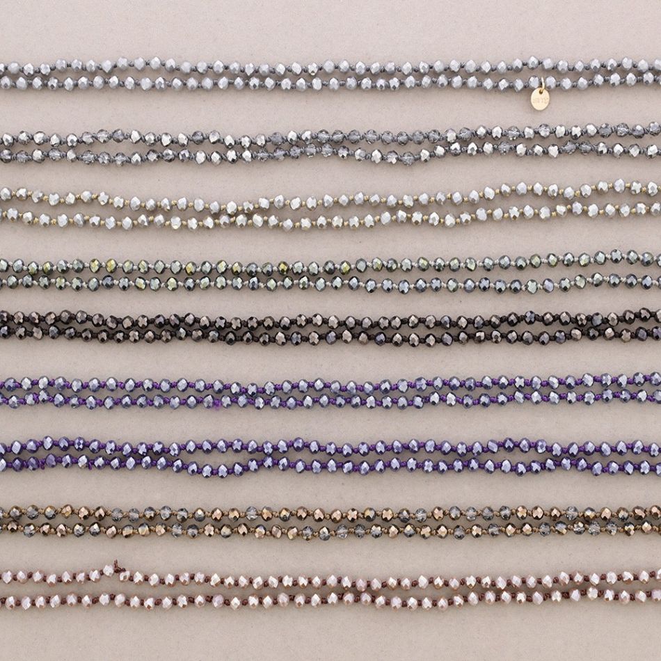 COLLAR LARGO NUDOS BOLAS FACETADAS CRISTAL 1.5M*6MM