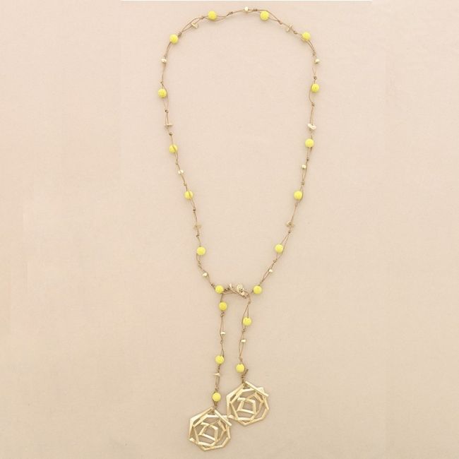 METAL DOUBLE SPIRAL BRAIDED LAVA BEADS LONG NECKLACE