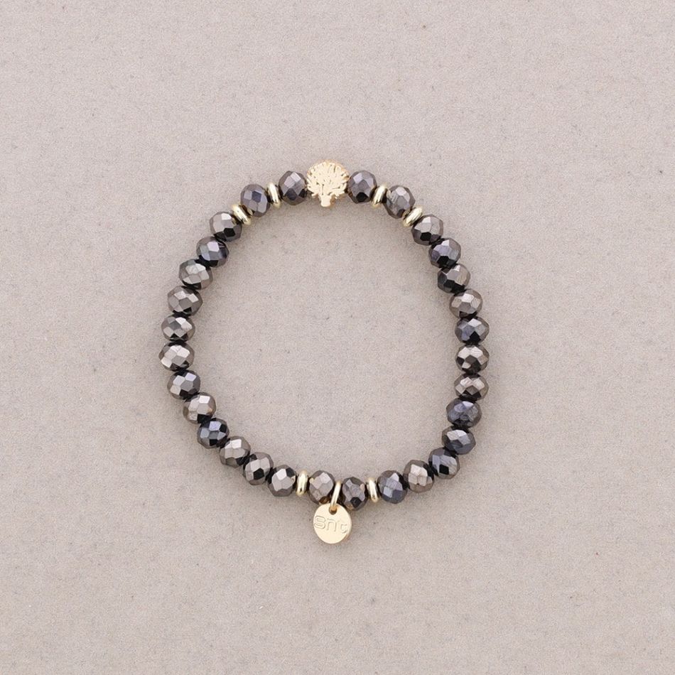 ELASTIC BRACELET WITH FACETED CRYSTALS METAL TREE
