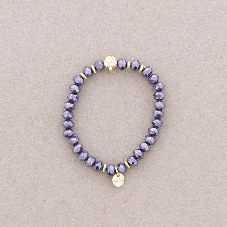 ELASTIC BRACELET WITH FACETED CRYSTALS METAL TREE