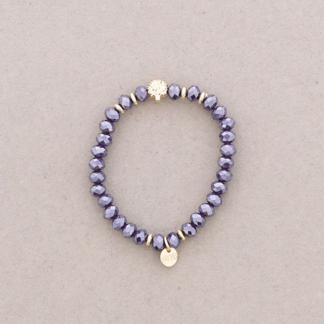 PULSERA ELÁSTICA CRISTALES FACETADOS ÁRBOL METAL