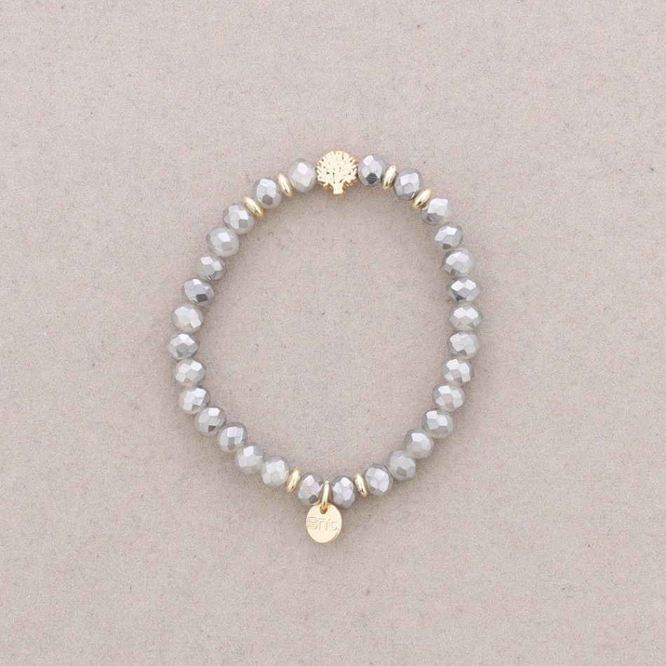 ELASTIC BRACELET WITH FACETED CRYSTALS METAL TREE