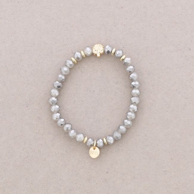 PULSERA ELÁSTICA CRISTALES FACETADOS ÁRBOL METAL