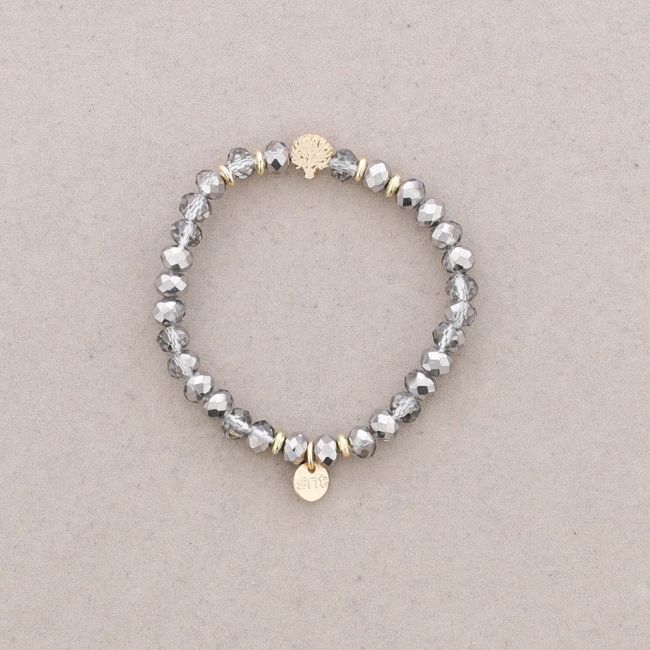 ELASTIC BRACELET WITH FACETED CRYSTALS METAL TREE