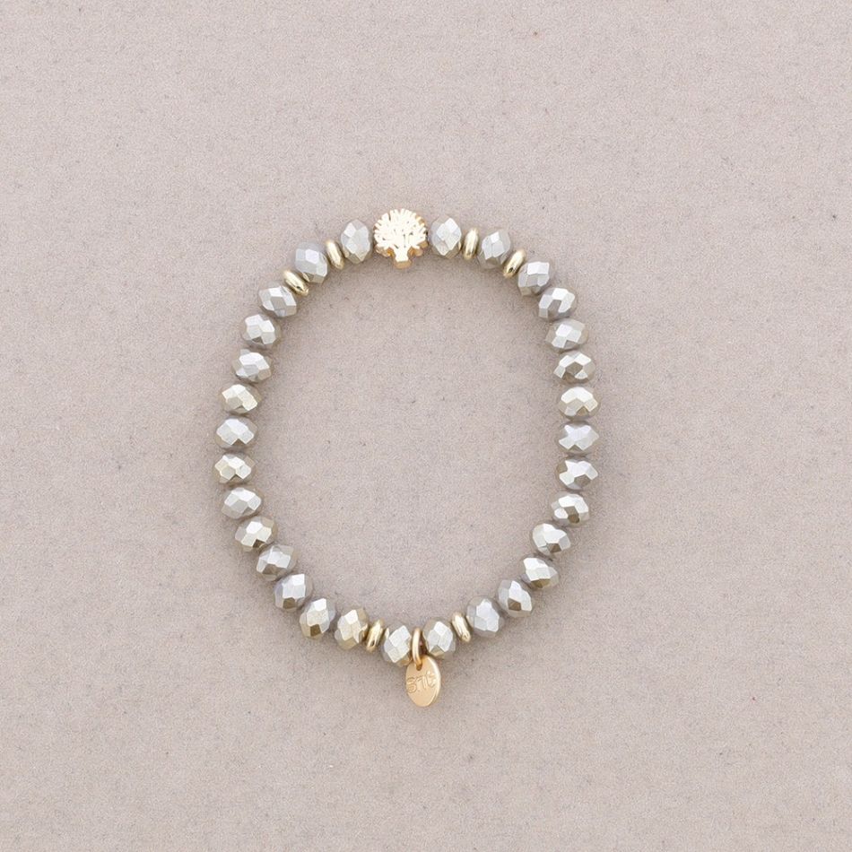 ELASTIC BRACELET WITH FACETED CRYSTALS METAL TREE