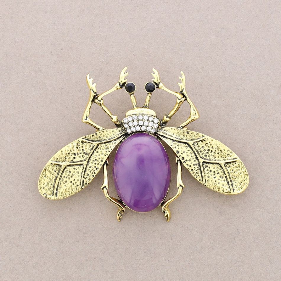 RESIN METAL FLY BROOCH