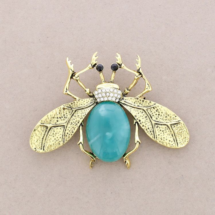 RESIN METAL FLY BROOCH