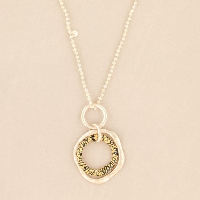 LONG CRYSTAL NECKLACE PYTHON METAL RING PENDANT