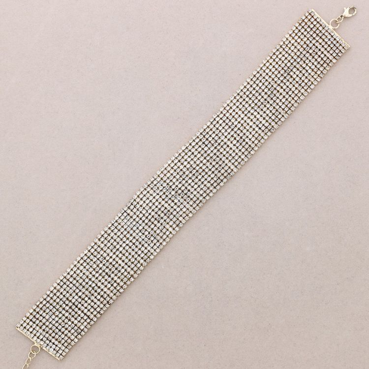 METAL CHOKER WITH CRYSTALS 14 ROWS 2