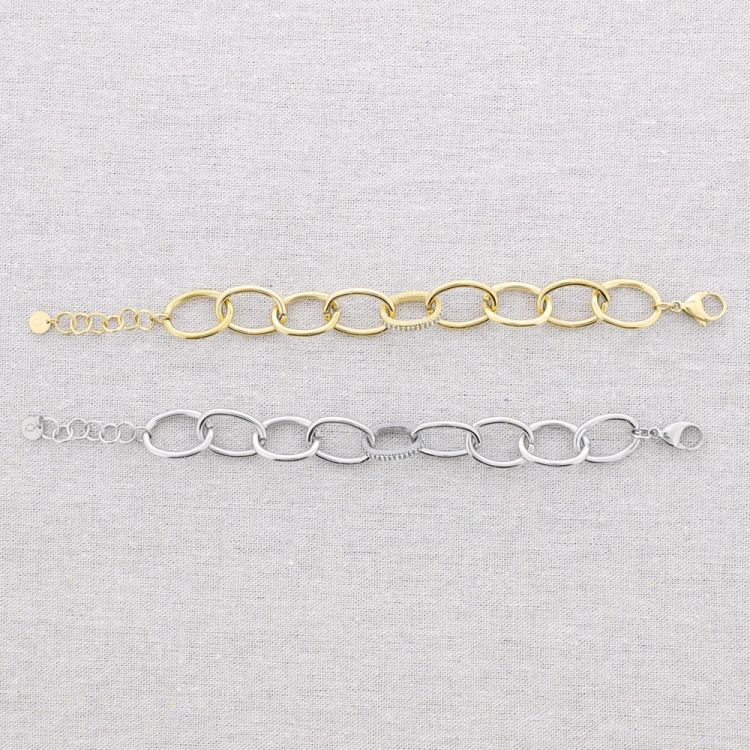 PULSERA ACERO ESLABONES CRISTALES 2