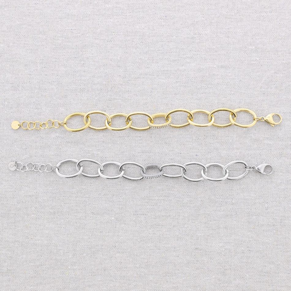 STEEL BRACELET WITH CRYSTAL LINKS