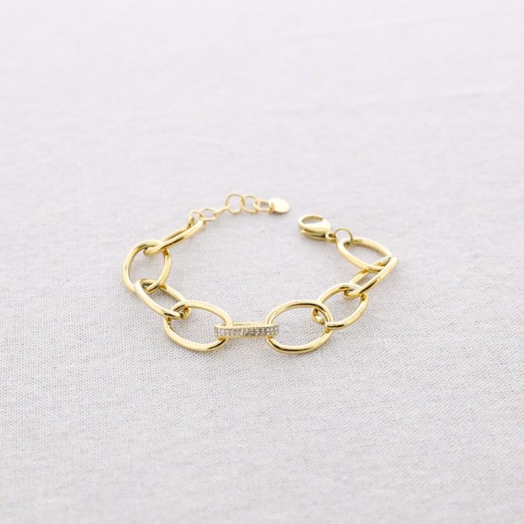 PULSERA ACERO ESLABONES CRISTALES