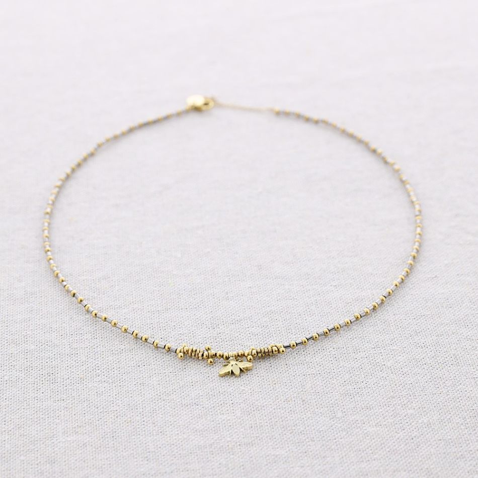 STEEL BEE BEAD NECKLACE