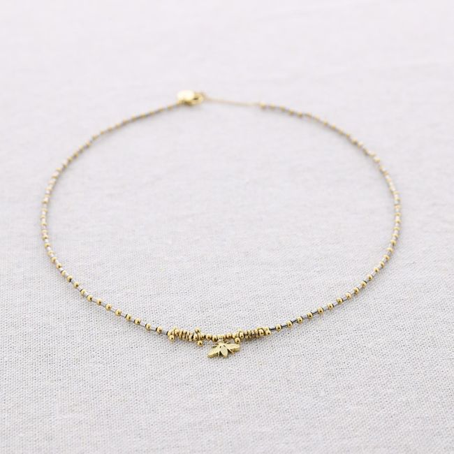 STEEL BEE BEAD NECKLACE