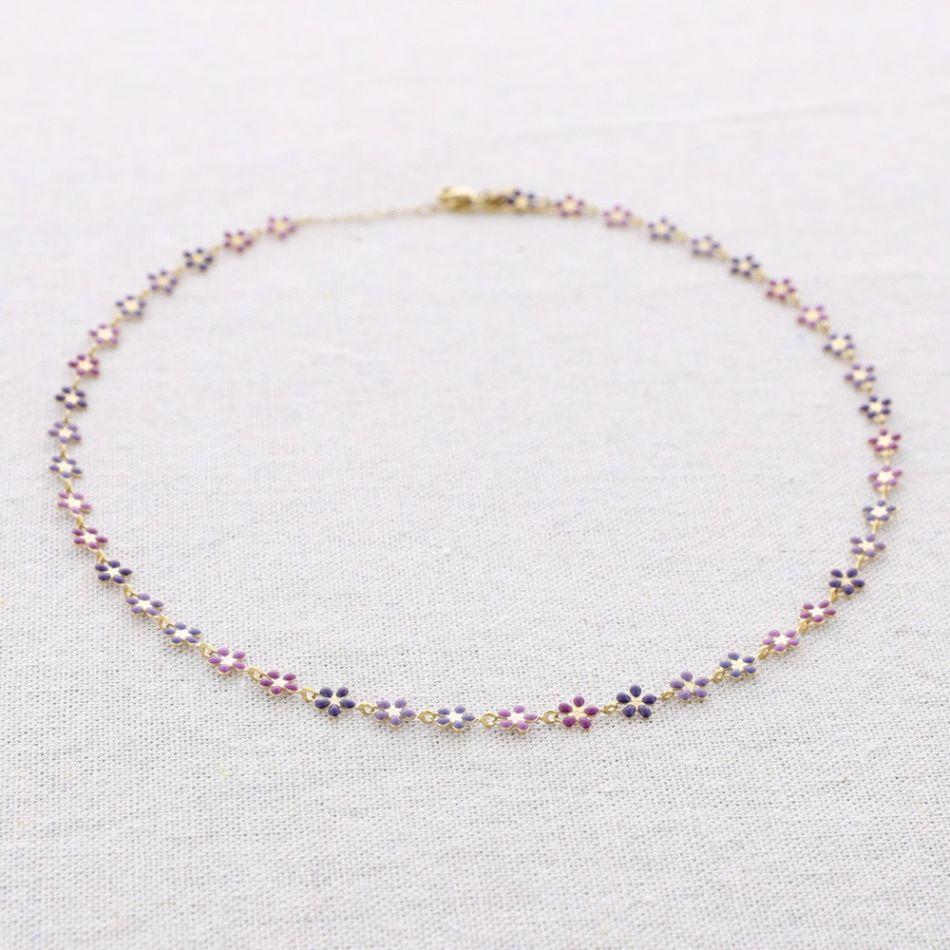 STEEL FLOWER ENAMEL NECKLACE