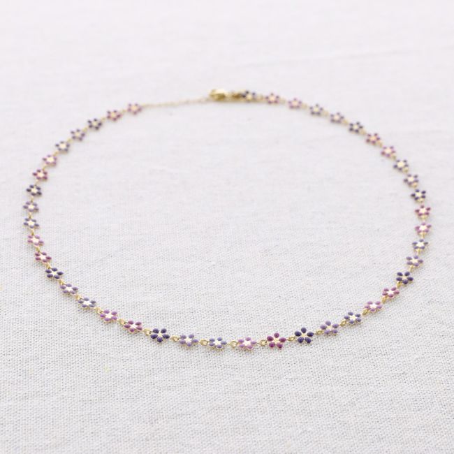 STEEL FLOWER ENAMEL NECKLACE