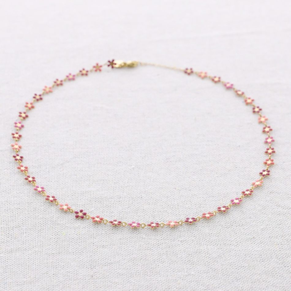 STEEL FLOWER ENAMEL NECKLACE