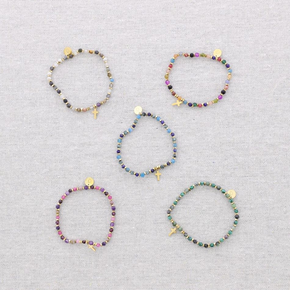 PULSERA ELÁSTICA ACERO PIEDRAS
