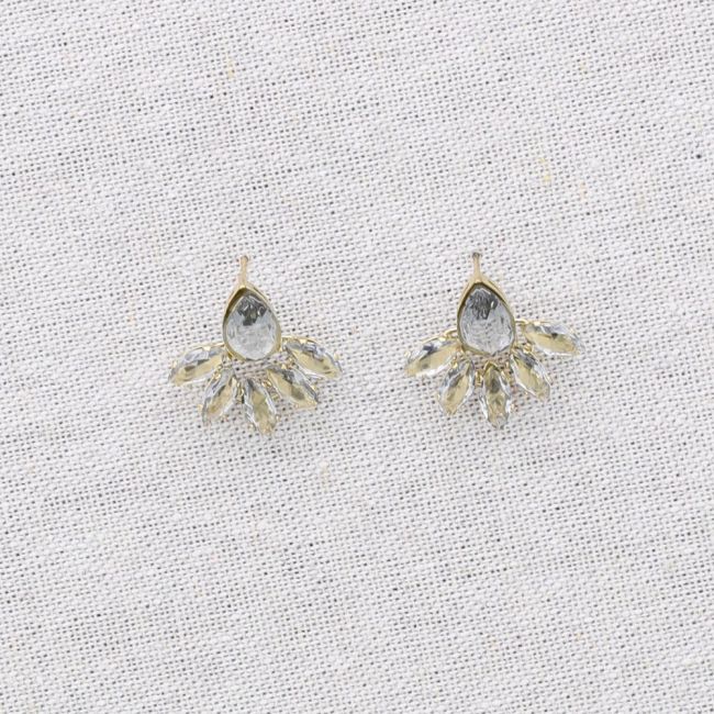 STEEL STUD EARRINGS WITH CRYSTALS