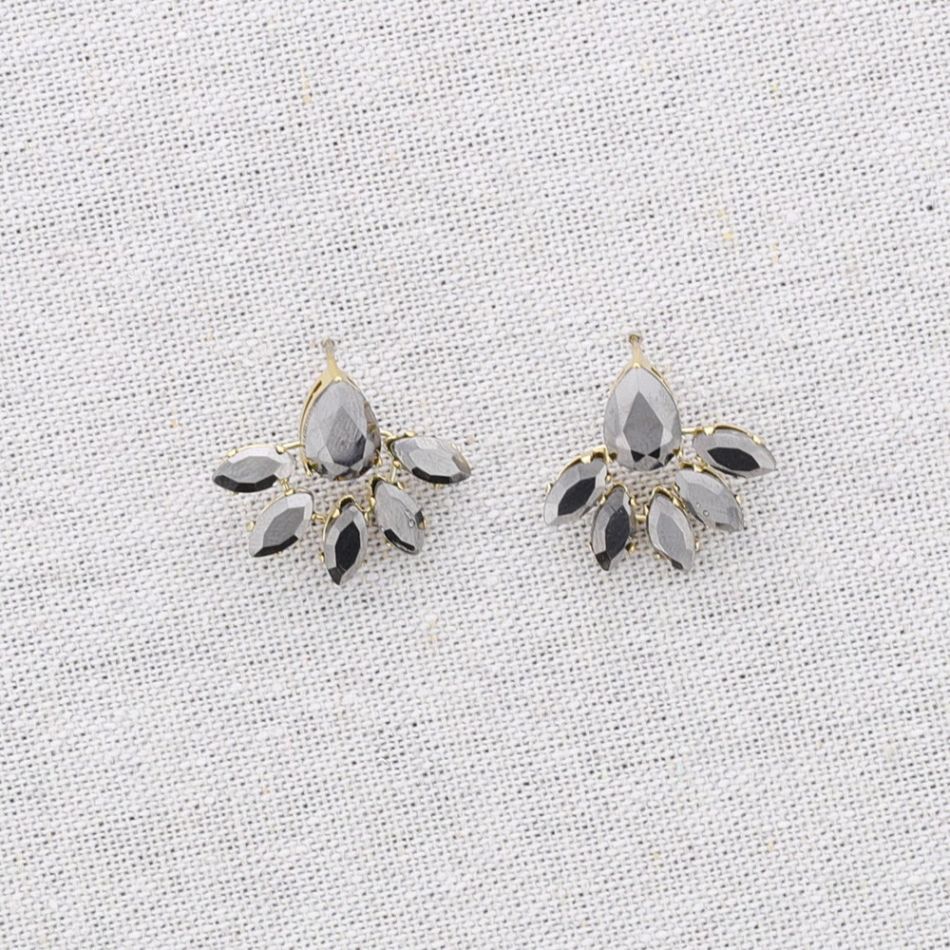 STEEL STUD EARRINGS WITH CRYSTALS