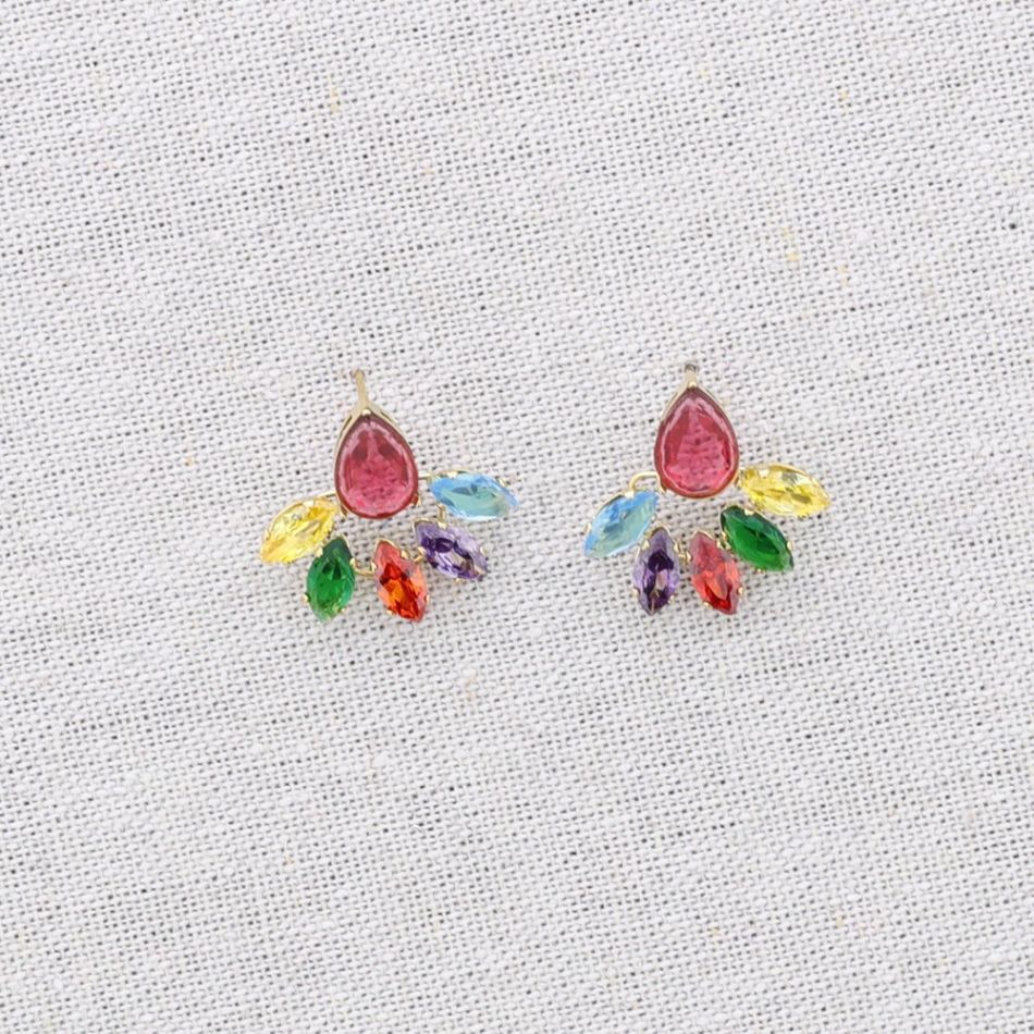 STEEL STUD EARRINGS WITH CRYSTALS