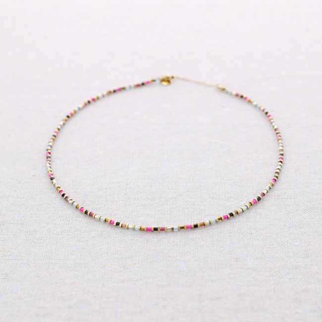 STEEL SHORT NECKLACE WITH MIYUKI BEADS