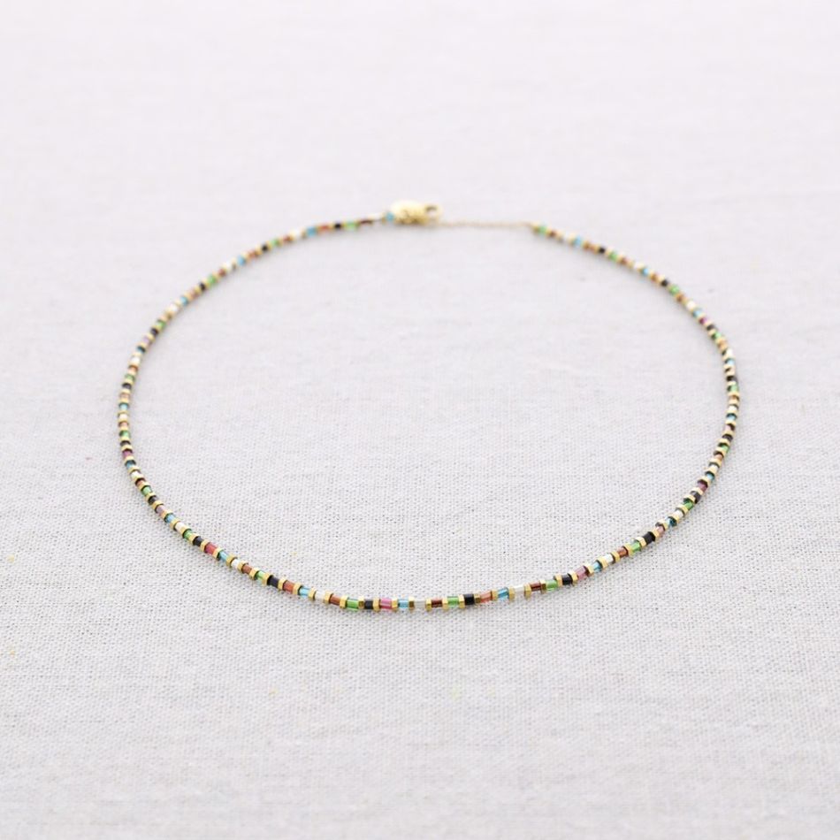 STEEL SHORT NECKLACE WITH MIYUKI BEADS