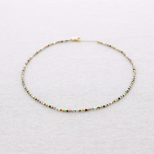 STEEL SHORT NECKLACE WITH MIYUKI BEADS