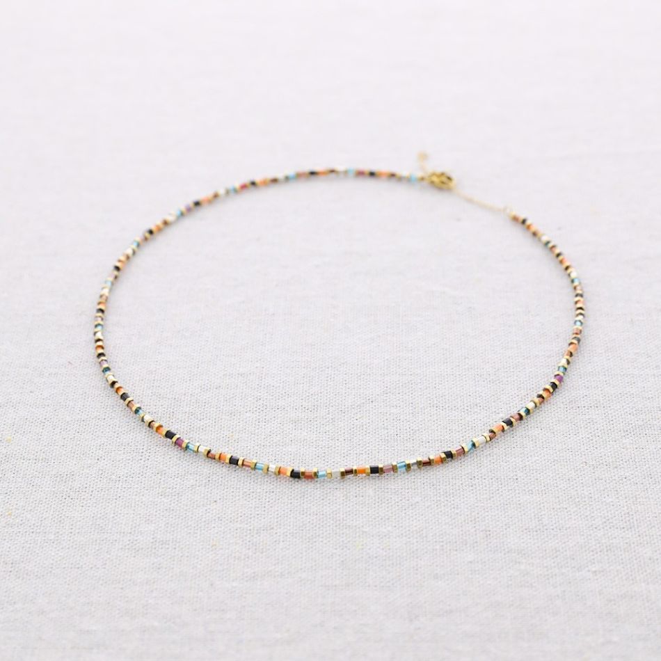 STEEL SHORT NECKLACE WITH MIYUKI BEADS
