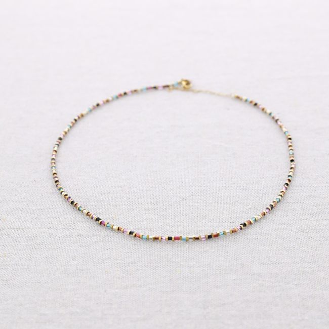 STEEL SHORT NECKLACE WITH MIYUKI BEADS