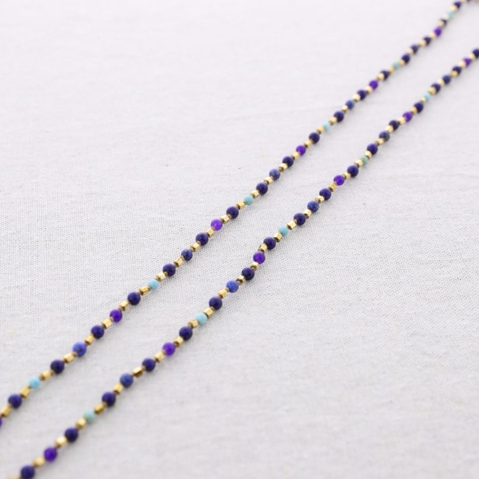 COLLAR LARGO ACERO NUDOS PIEDRAS
