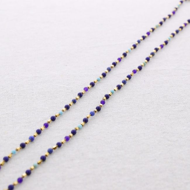 COLLAR LARGO ACERO NUDOS PIEDRAS