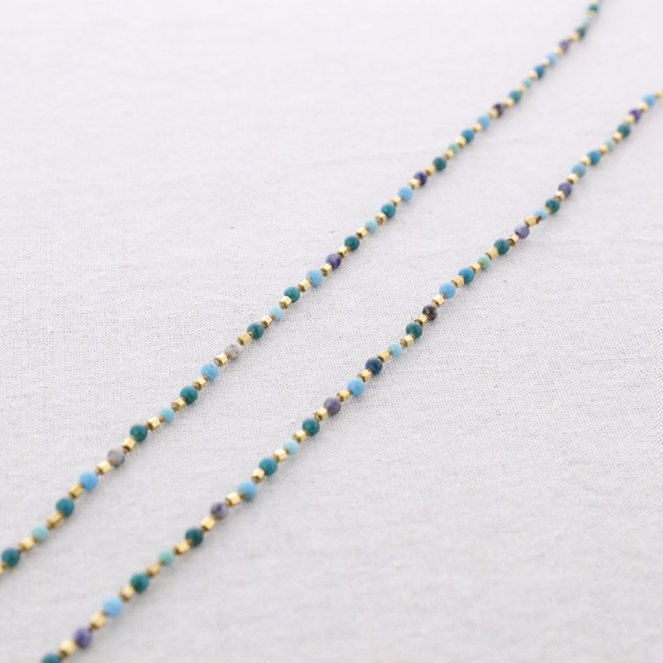 LONG STEEL NECKLACE KNOTS STONES