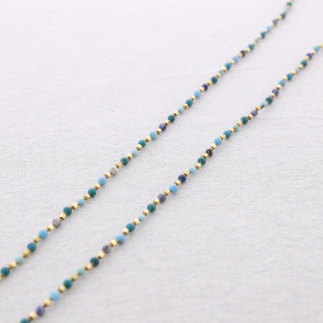 LONG STEEL NECKLACE KNOTS STONES